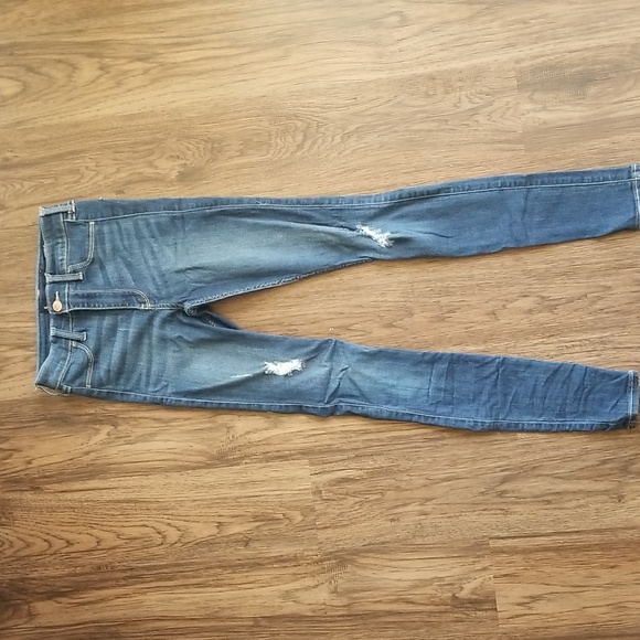 Hollister Size 1 Long High Rise Destructed Jeggings Jean Leggings Stretch Denim - Picture 1 of 3